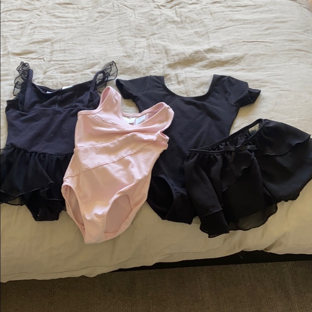 3 Danskin ballet leo’s and a skirt
